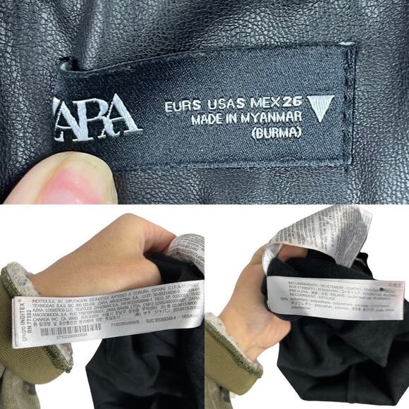 Zara Black Faux Leather High Waisted Leggings Pants Size Small 7102/260 - Picture 13 of 14